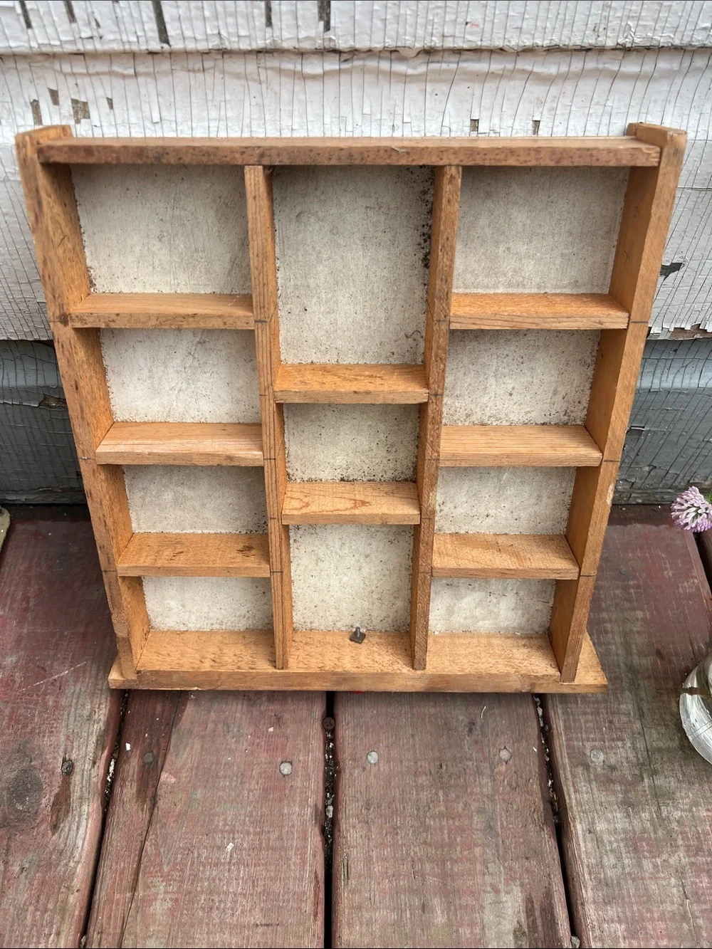 Rustic Wooden letterpress style drawer Wall Shelf with Red Knob handmade